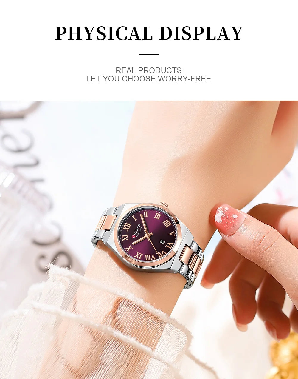 CURREN 9095 Luxury Fashion Watch for Women Original Quartz Women's Watches Waterproof Stainless Steel Elegant Ladies Wristwatch