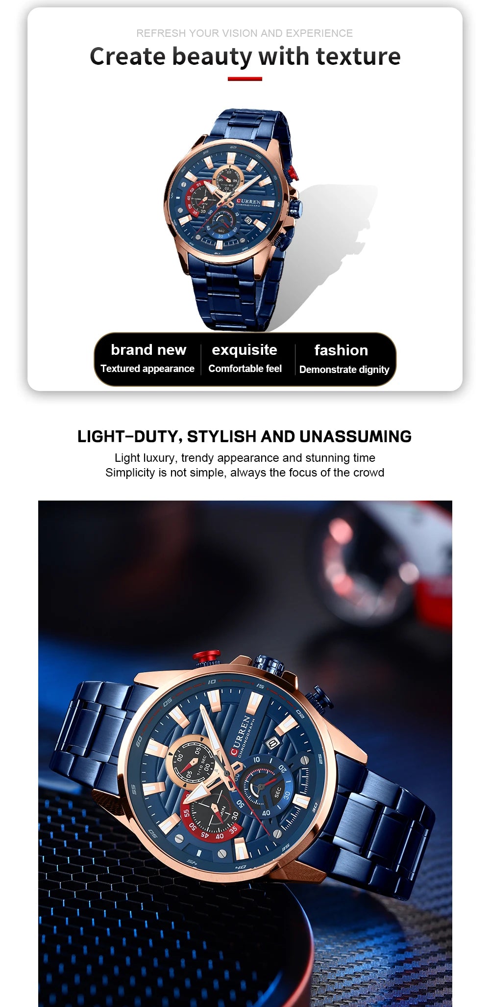 CURREN Sports Casual Quartz Wristwatches