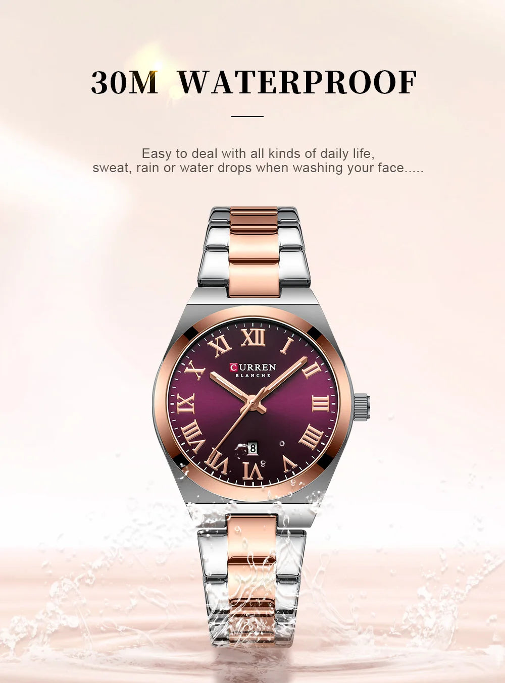 CURREN 9095 Luxury Fashion Watch for Women Original Quartz Women's Watches Waterproof Stainless Steel Elegant Ladies Wristwatch