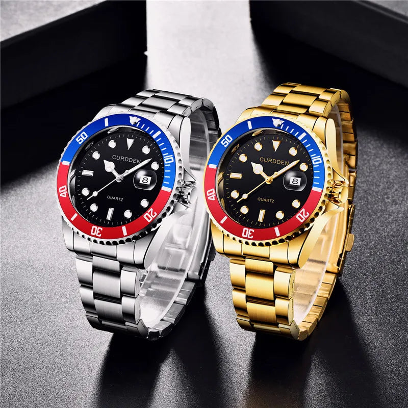 CURDDEN Brand Watches For Men Fashion Stainless Steel Band Golden Hollow Out Fully Automatic Mechanical Watch Relogio Esqueleto