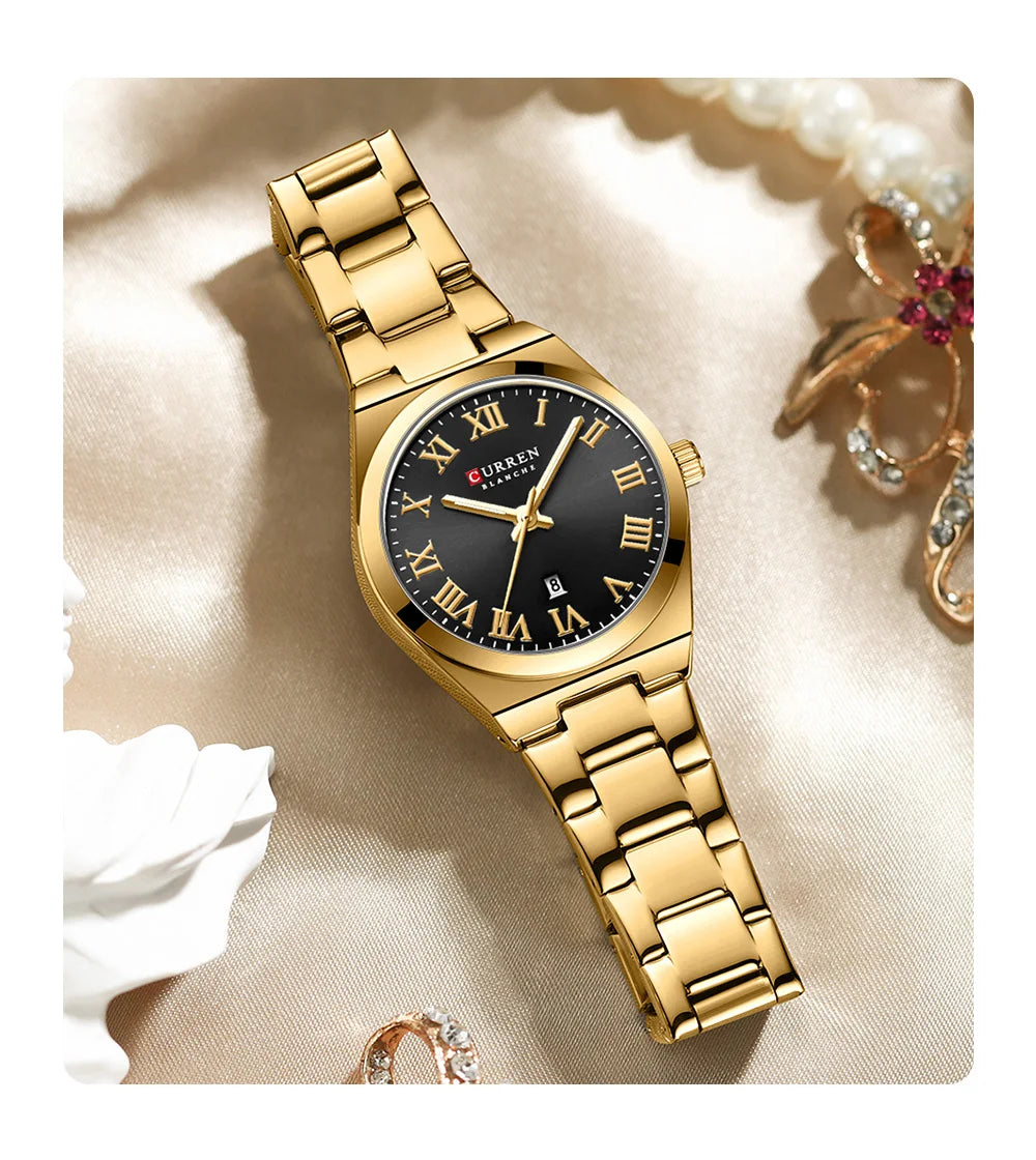 CURREN 9095 Luxury Fashion Watch for Women Original Quartz Women's Watches Waterproof Stainless Steel Elegant Ladies Wristwatch