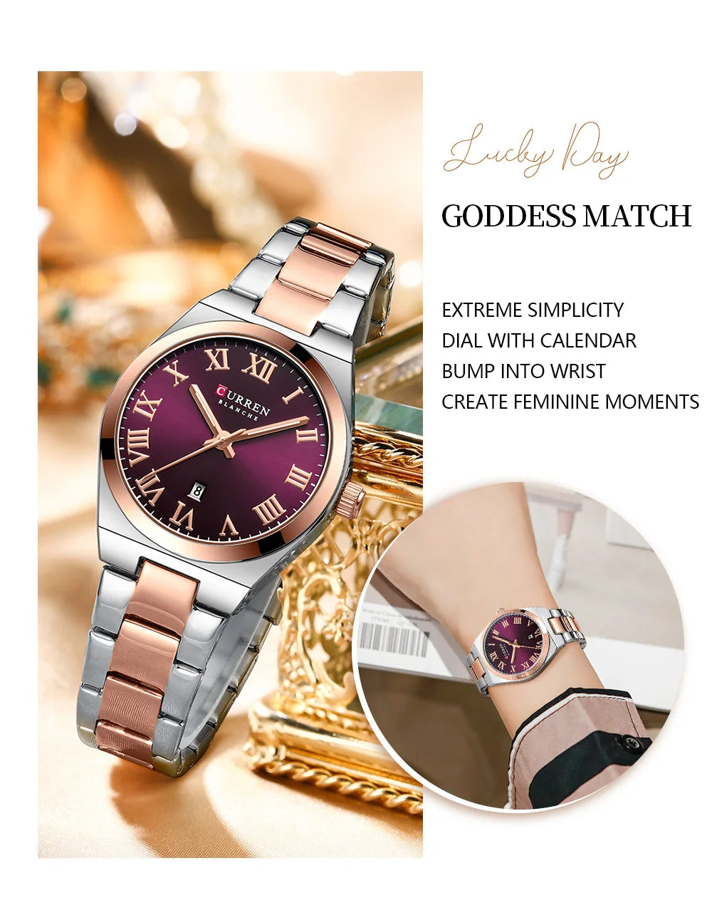CURREN 9095 Luxury Fashion Watch for Women Original Quartz Women's Watches Waterproof Stainless Steel Elegant Ladies Wristwatch