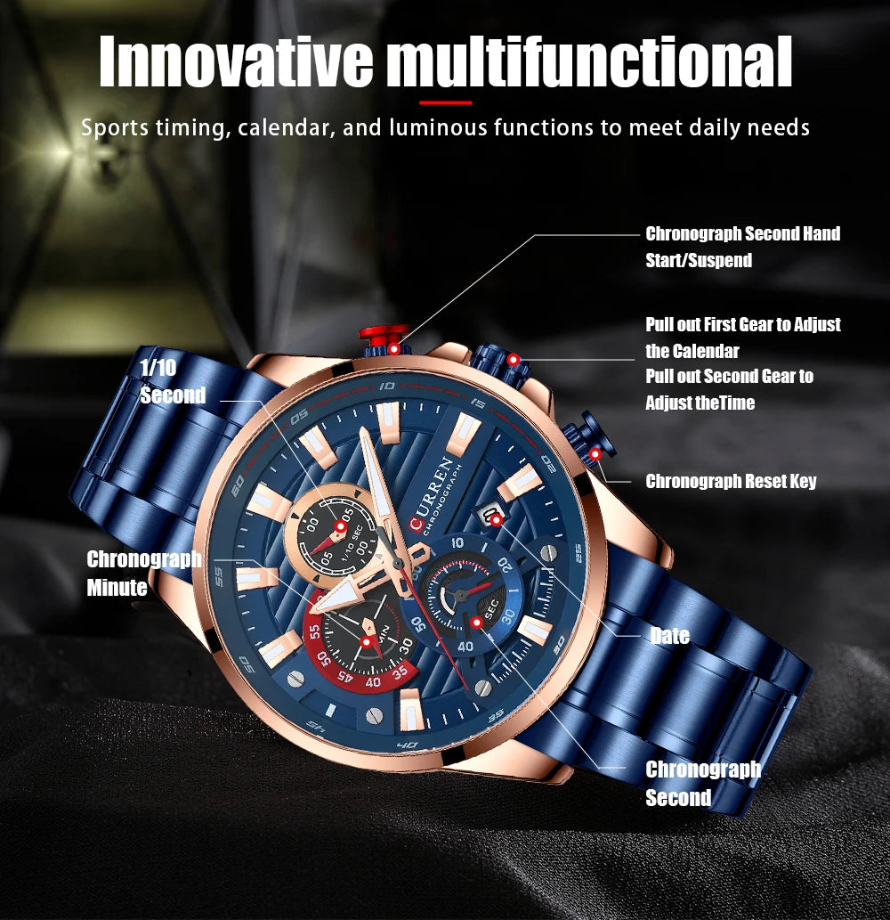 CURREN Sports Casual Quartz Wristwatches