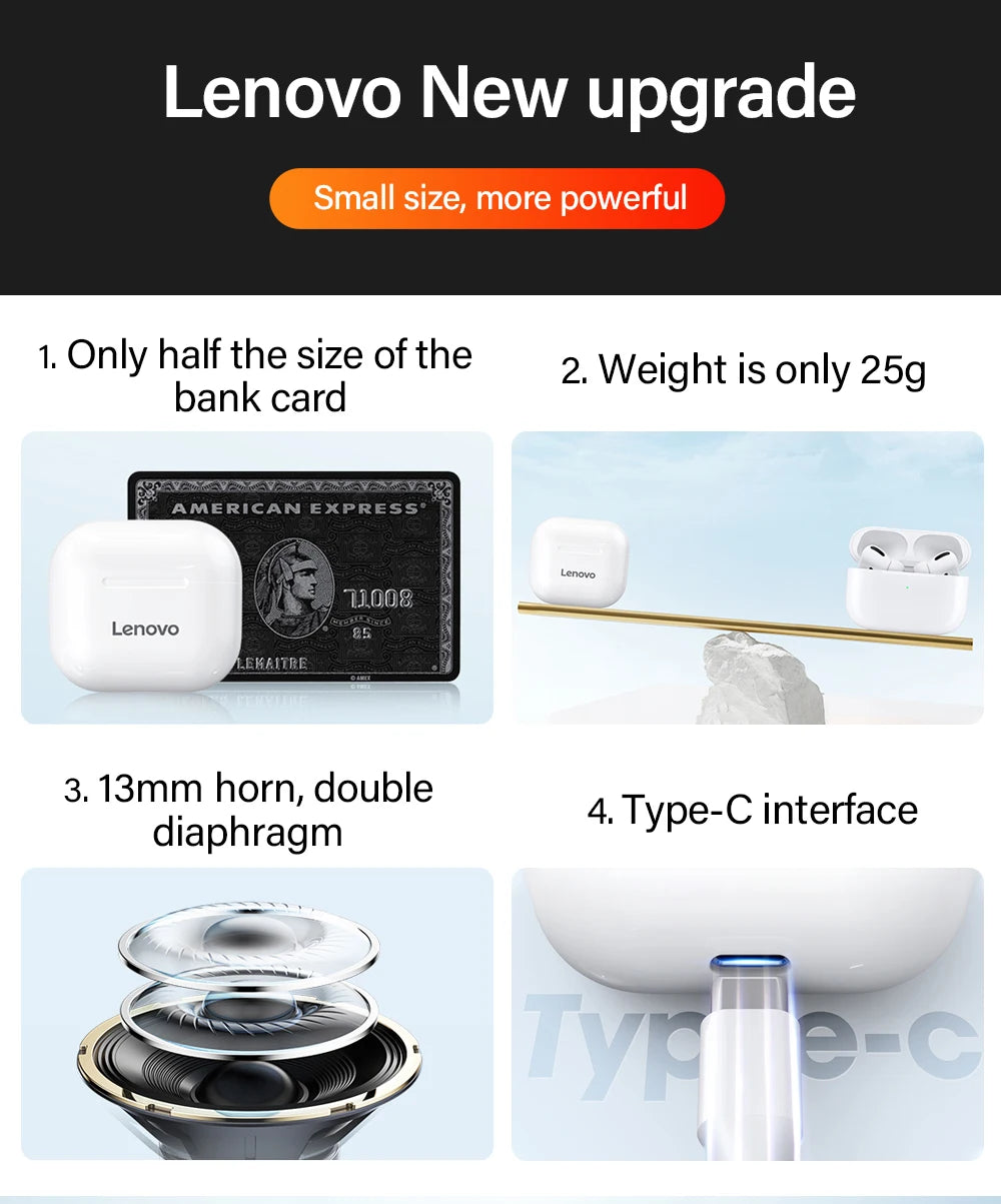 Original Lenovo LP40 wireless headphones TWS Bluetooth Earphones
