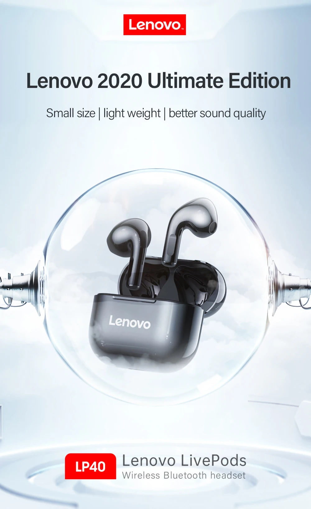 Original Lenovo LP40 wireless headphones TWS Bluetooth Earphones