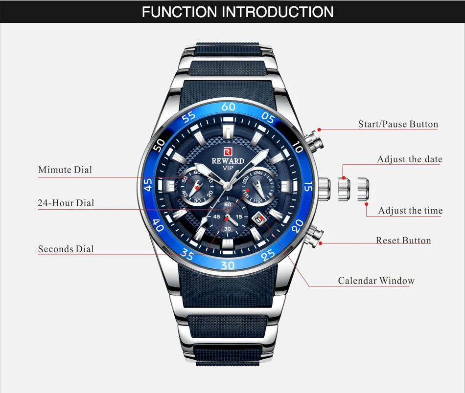 REWARD Big Dial Mens Watches Top Luxury Brand