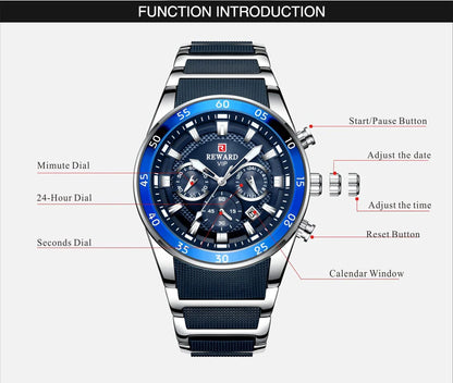 REWARD Big Dial Mens Watches Top Luxury Brand