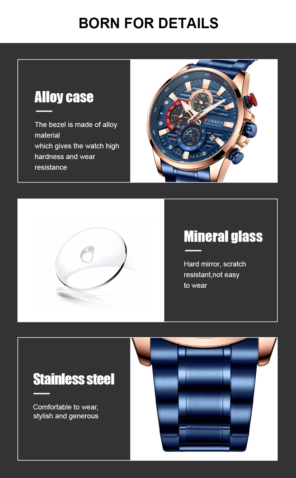 CURREN Sports Casual Quartz Wristwatches