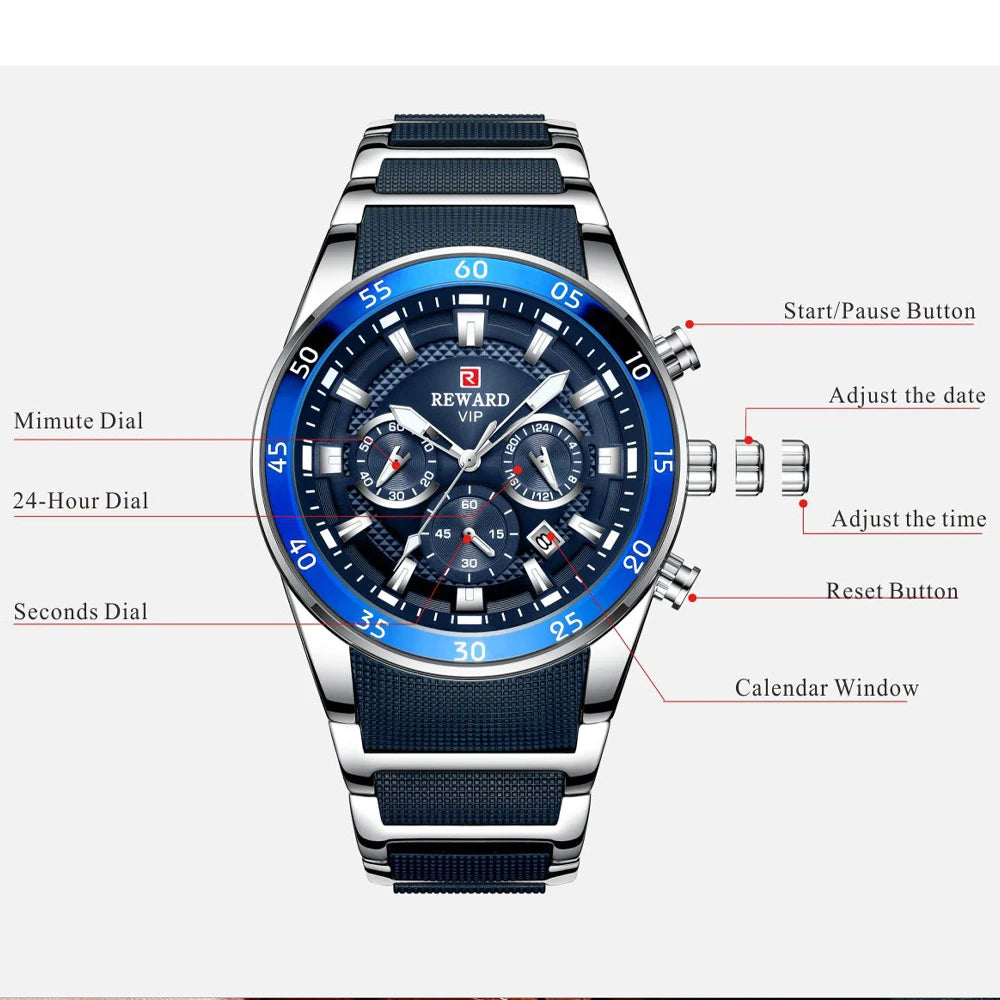 REWARD Big Dial Mens Watches Top Luxury Brand
