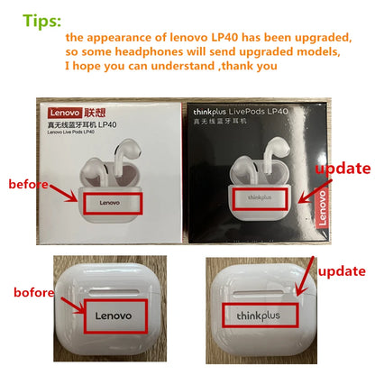 Original Lenovo LP40 wireless headphones TWS Bluetooth Earphones