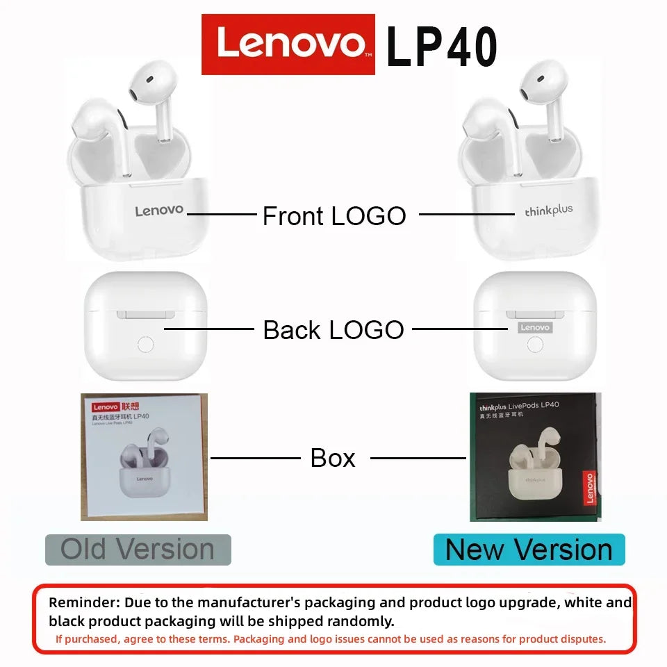 Original Lenovo LP40 wireless headphones TWS Bluetooth Earphones