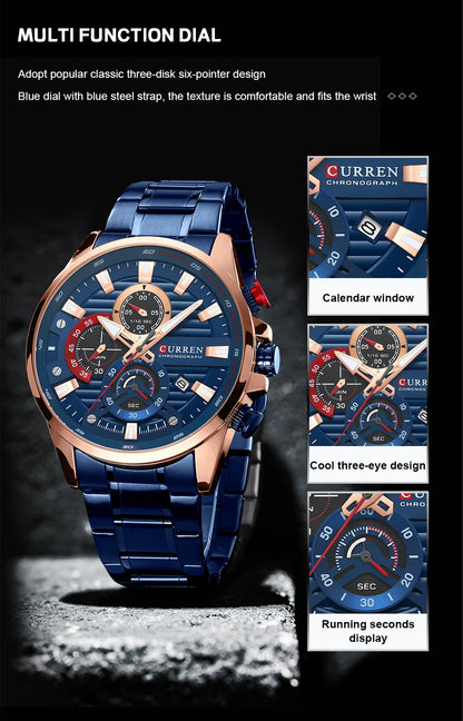 CURREN Sports Casual Quartz Wristwatches